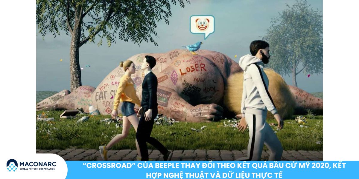 “Crossroad” của Beeple thay đổi theo kết quả bầu cử Mỹ 2020, kết hợp nghệ thuật và dữ liệu thực tế